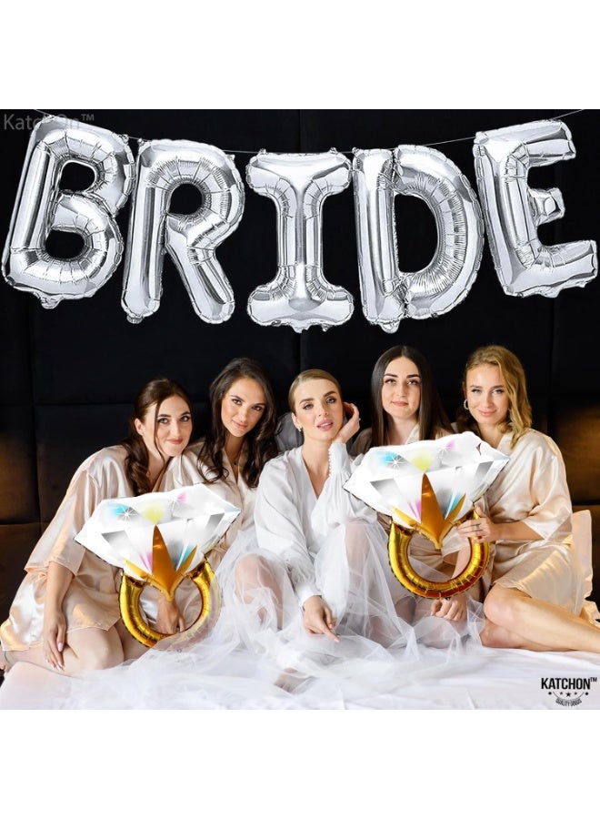 KATCHON Giant Silver Bride Balloons Bachelorette - 40 Inch | Bride Balloons Silver for Bachelorette Party Decorations | Bridal Shower Balloons for Bridal Shower Decorations | Bride Silver Balloons - Image 3